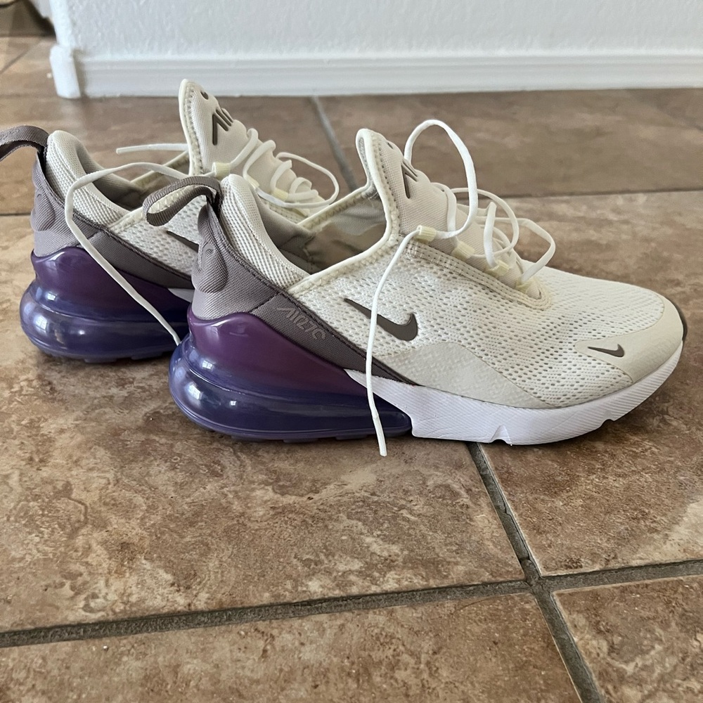 Purple and white Nike AirMax 270